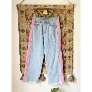 Dolls Kill Light Blue Jeans with Pink Stripes